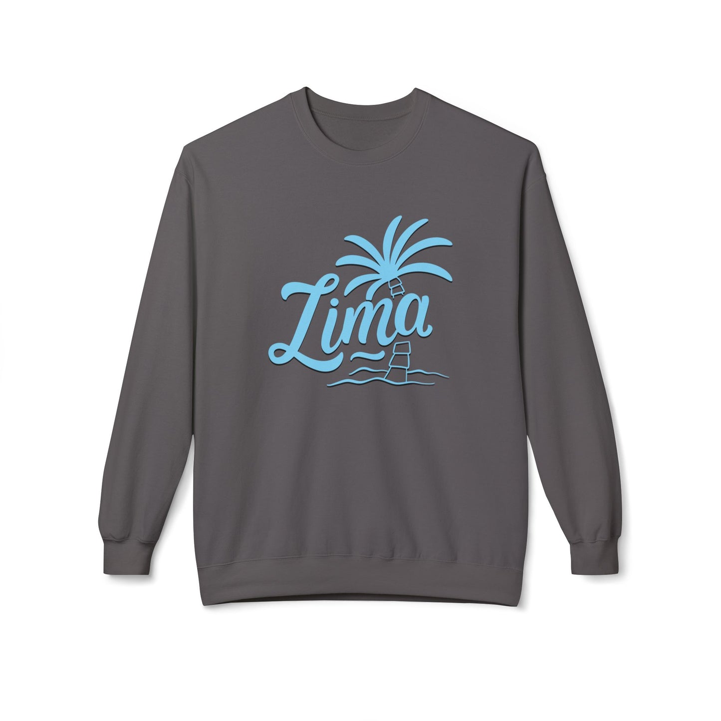 Lima, Palm Tree Crewneck Sweatshirt - Cozy Unisex Midweight Fleece for Relaxed Living - 12128