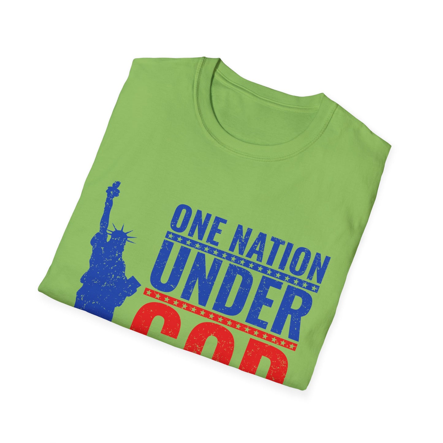 One Nation Under God, Patriotic Softstyle T-Shirt - Independence Day Tee, Fourth of July Shirt, Unisex Comfort Wear, Gift for Veterans - 13494