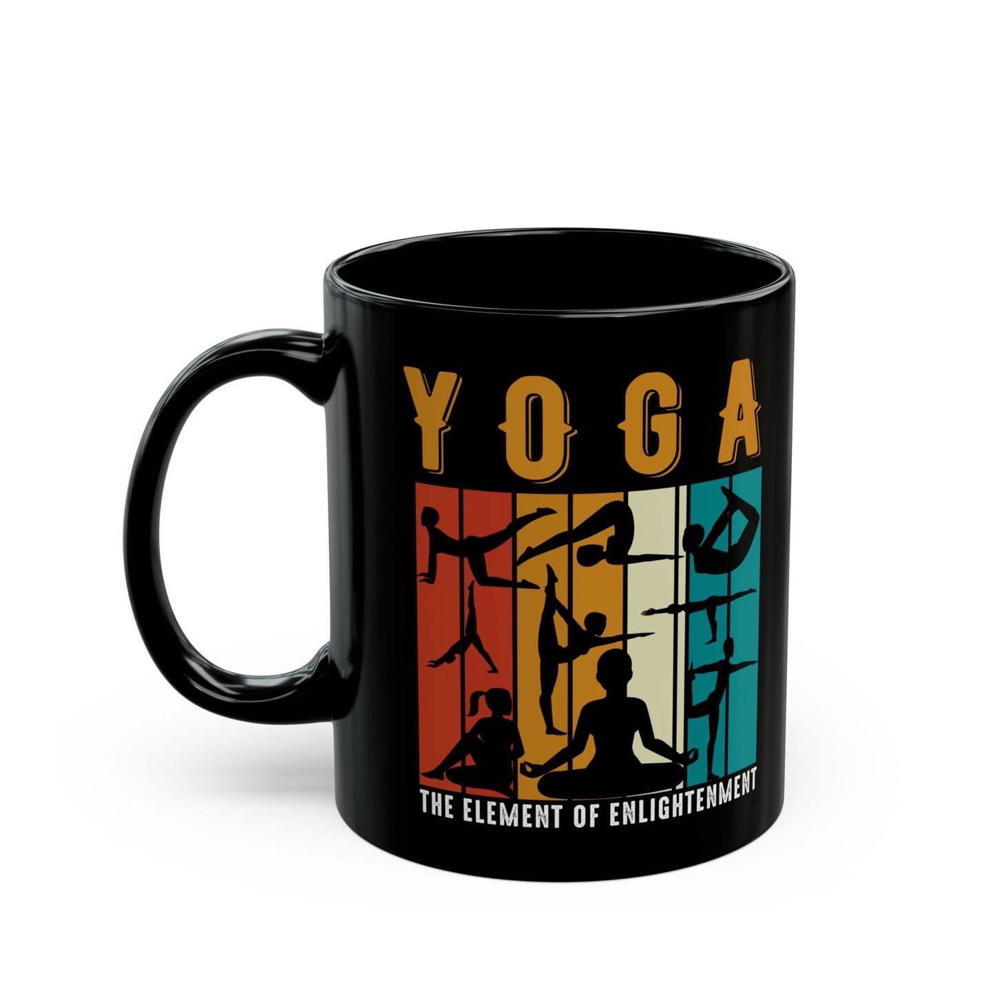 Yoga - Element of Enlightenment Black Mug for Mindful Sipping, Meditation Gift, Yogini Coffee Cup - 13168