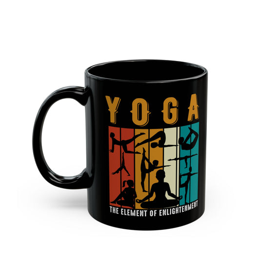 Yoga - Element of Enlightenment Black Mug for Mindful Sipping, Meditation Gift, Yogini Coffee Cup - 13168