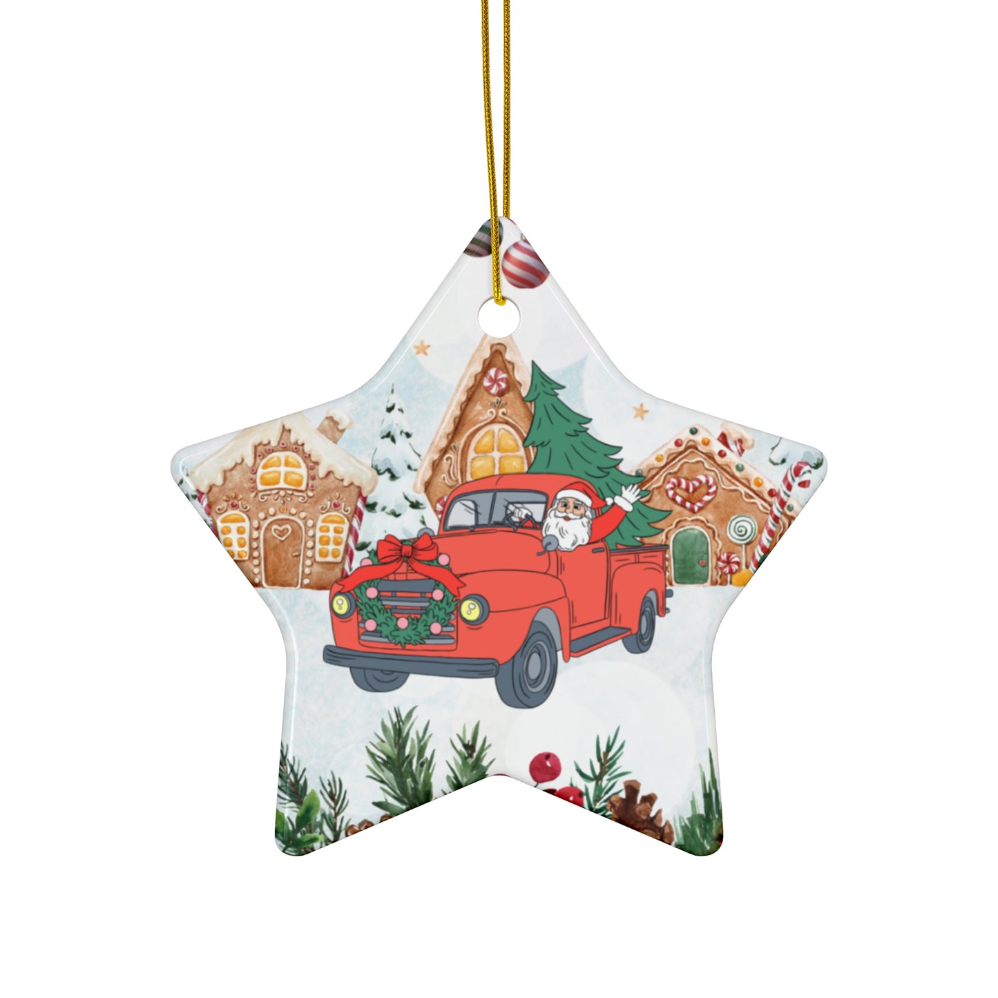 Santa is Coming - Ceramic Ornament, 4 Shapes