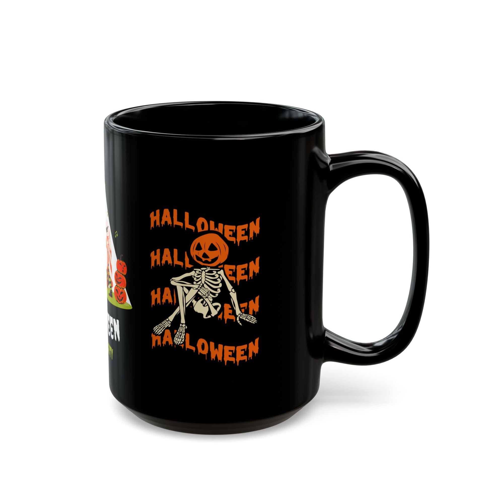 Halloween, Spooky Party - Black Mug (11oz, 15oz) | 11oz,Back-to-School,Black base,Ceramic,Coffee Mugs,Glossy,Home & Living,Mugs,Seasonal Picks,Sublimation