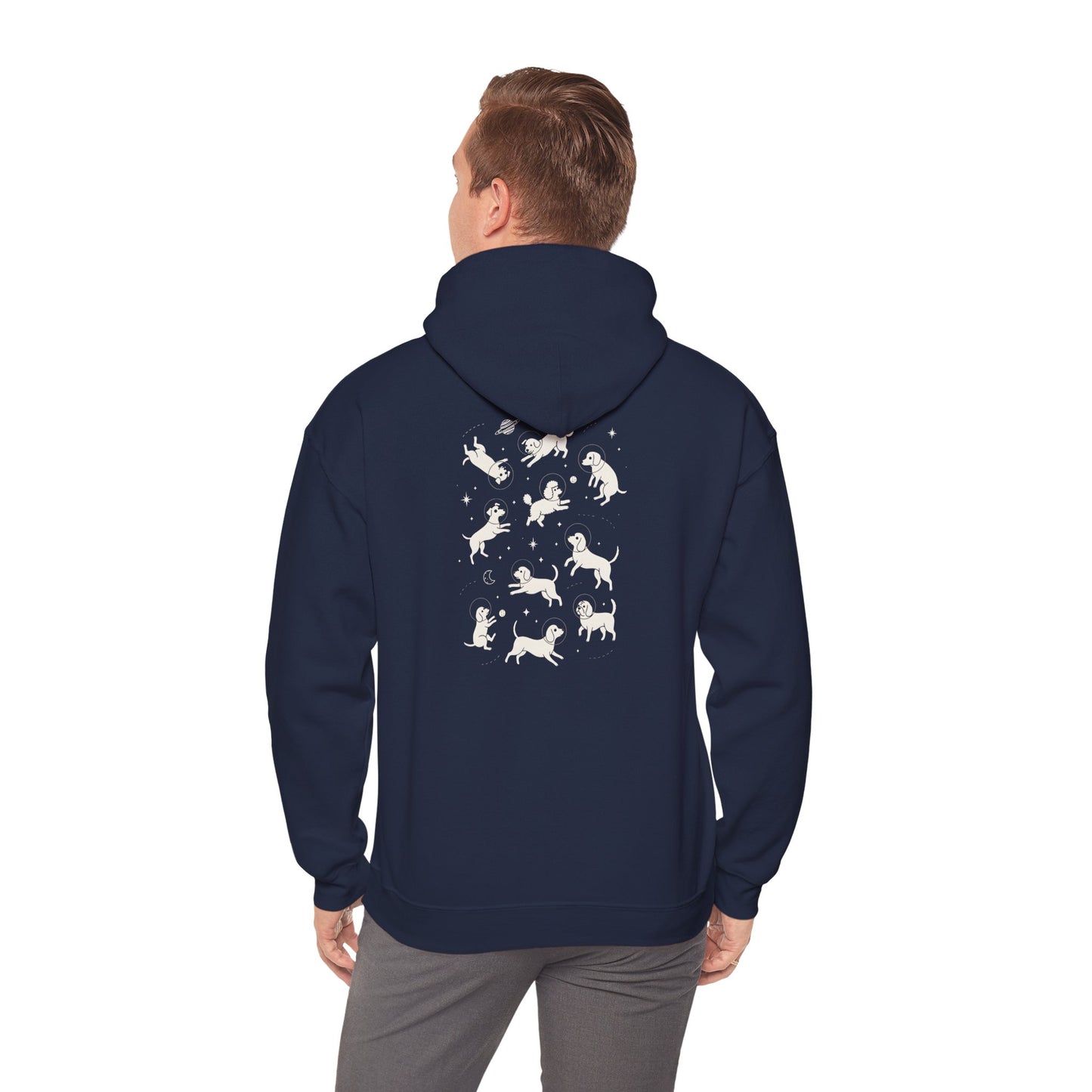 Dog in Space Hoodie – Space Puppy Graphic Hooded Sweatshirt, Unisex Heavy Blend™ - 14679