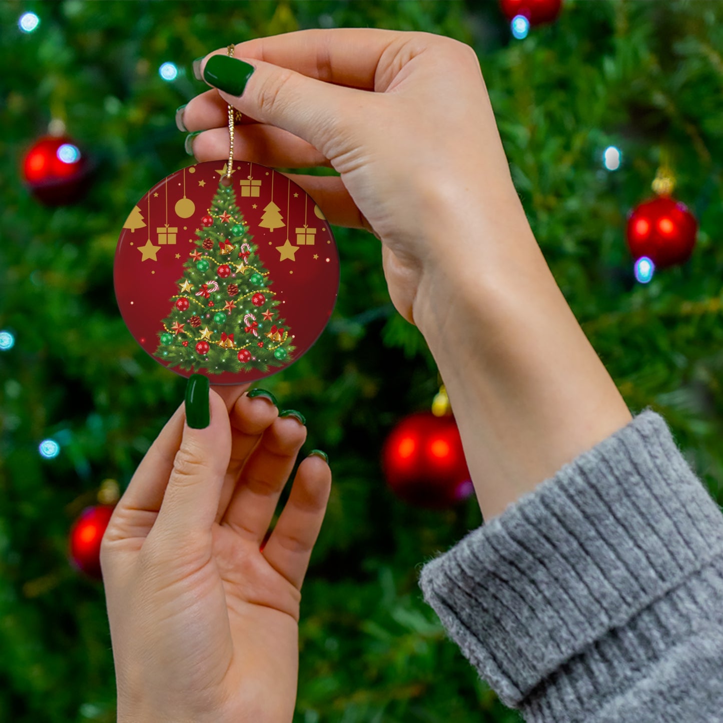 Holiday Evergreen - Ceramic Ornament, 4 Shapes