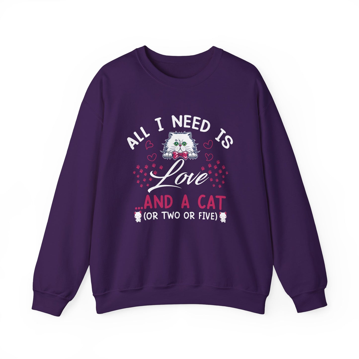 All I Need Is Love & Cat - Unisex Heavy Blend™ Crewneck Sweatshirt