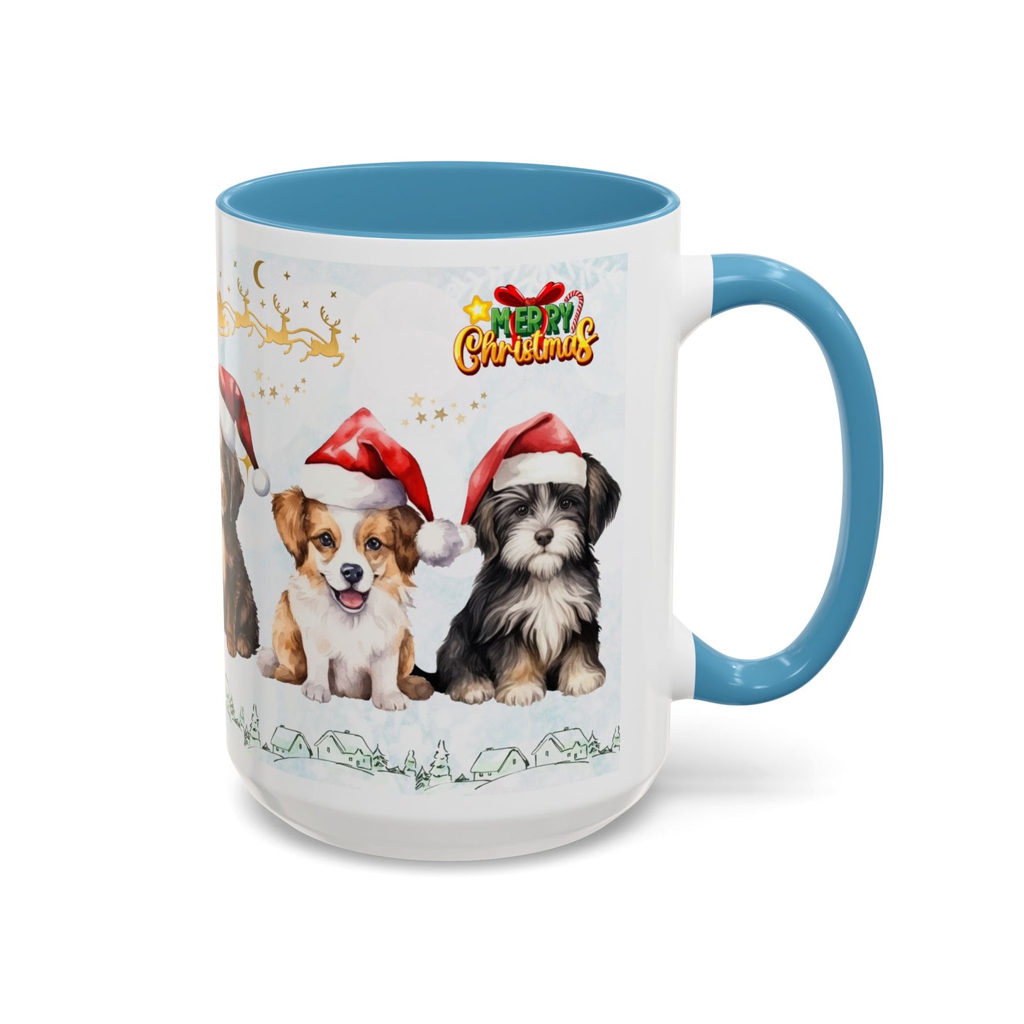 Merry Christmas, Puppies - Accent Coffee Mug (11, 15oz)