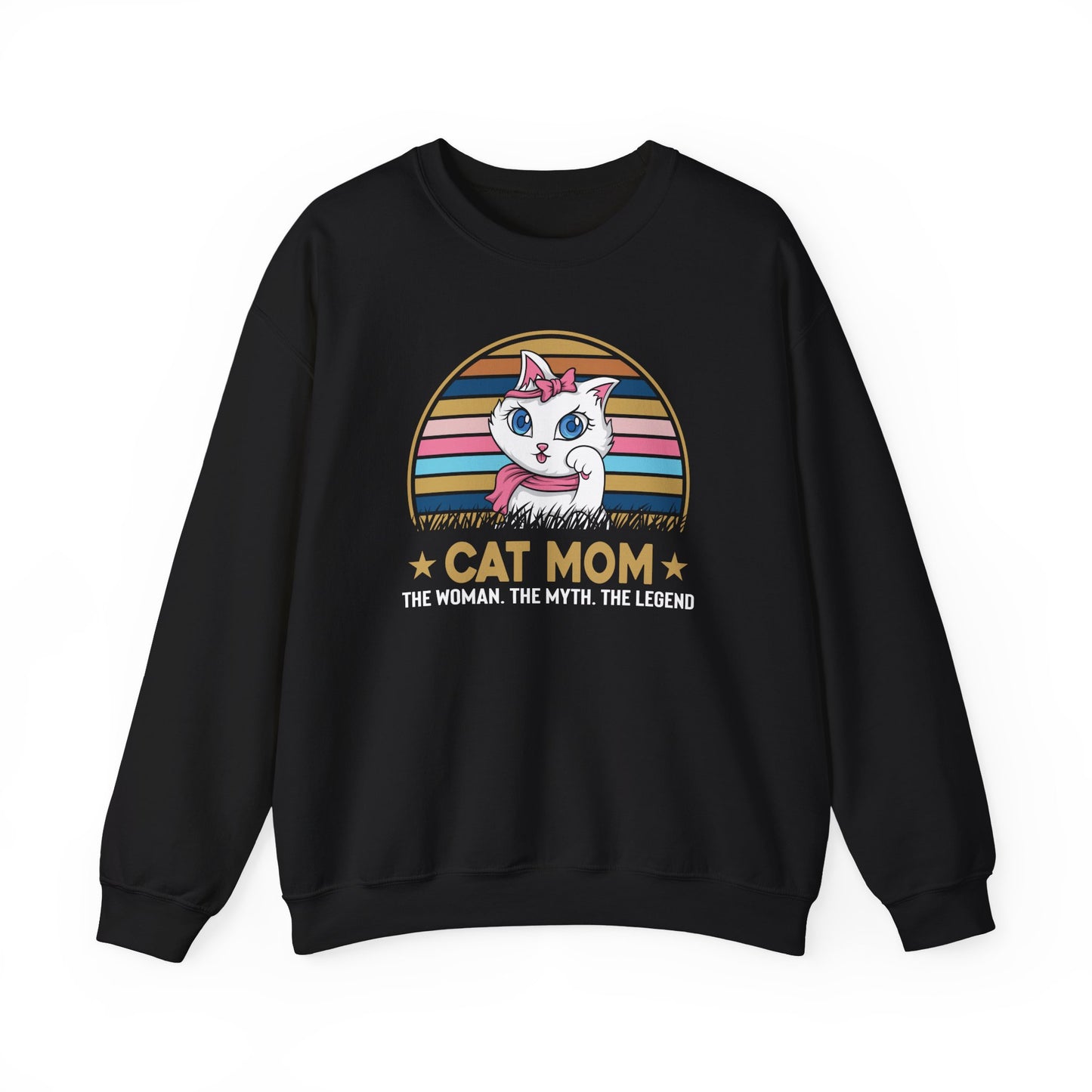 Cat Mom, The Woman, The Myth, The Legend - Unisex Heavy Blend™ Crewneck Sweatshirt