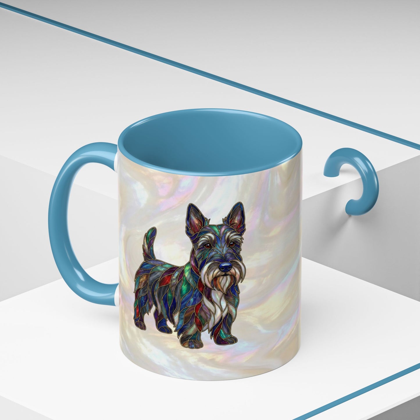 Scottish Terrier Accent Coffee Mug – Stained Glass Design 11/15oz - 14644