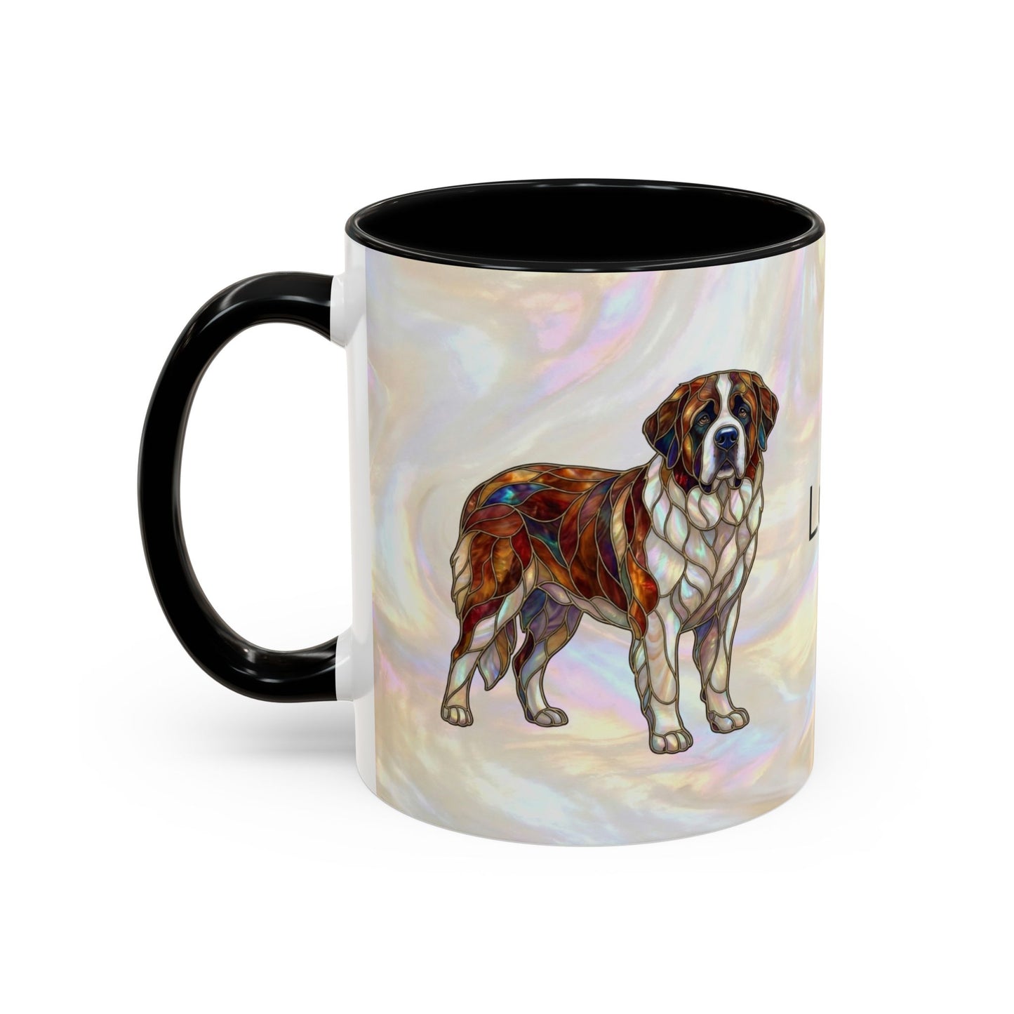 Saint Bernard Accent Coffee Mug — Stained Glass Design (11/15oz) - 14641