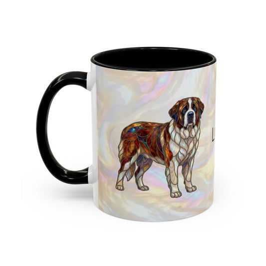 Saint Bernard Accent Coffee Mug — Stained Glass Design (11/15oz) - 14641