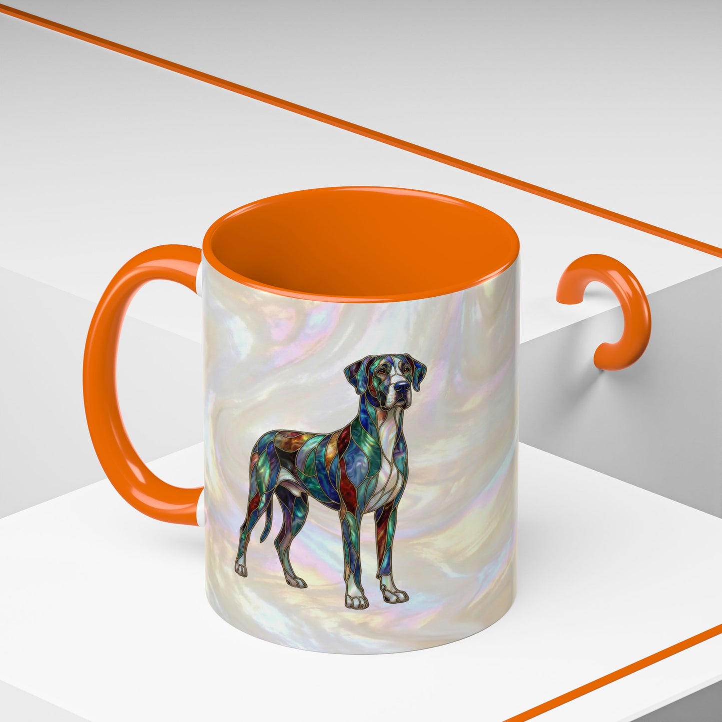 Personalized Great Dane Dog Mug — Stained Glass Design (11/15 oz) - 14550