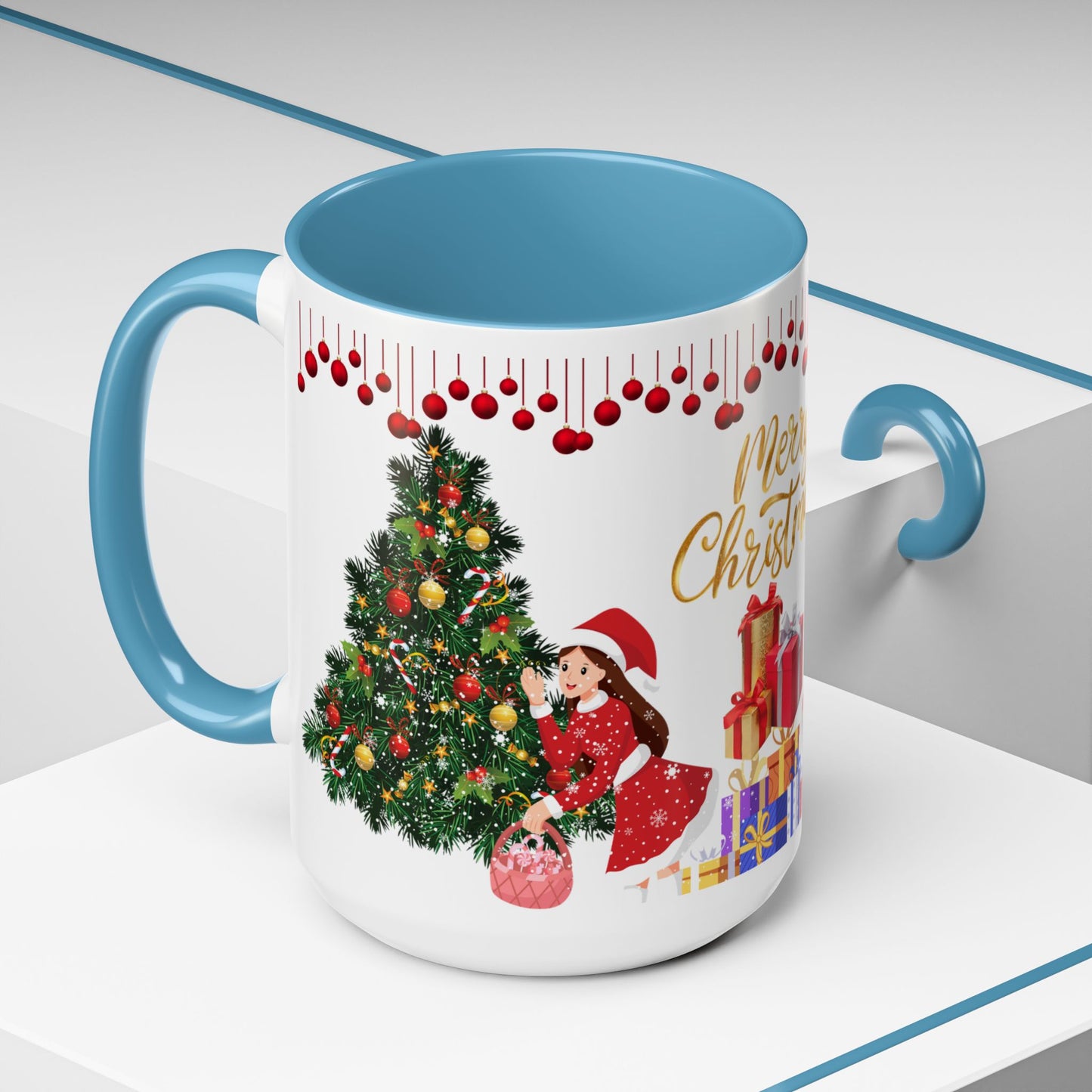 Merry Christmas - Accent Coffee Mug (11, 15oz)