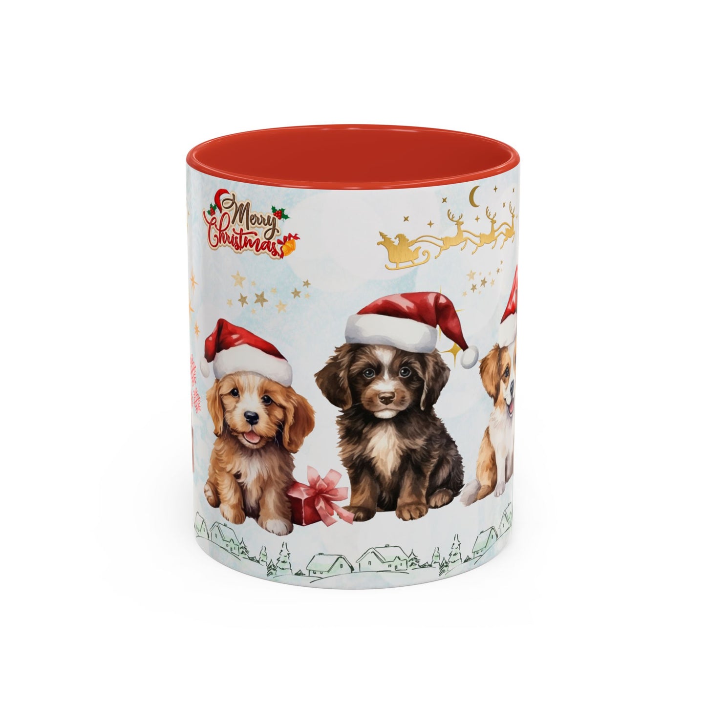 Merry Christmas, Puppies - Accent Coffee Mug (11, 15oz)