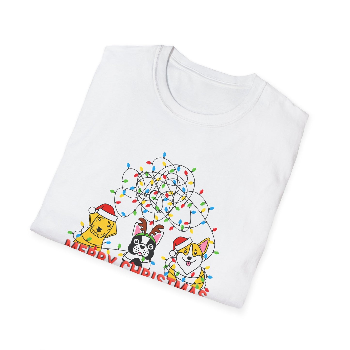 Dogs, Merry Christmas - Unisex Softstyle T-Shirt - 10204