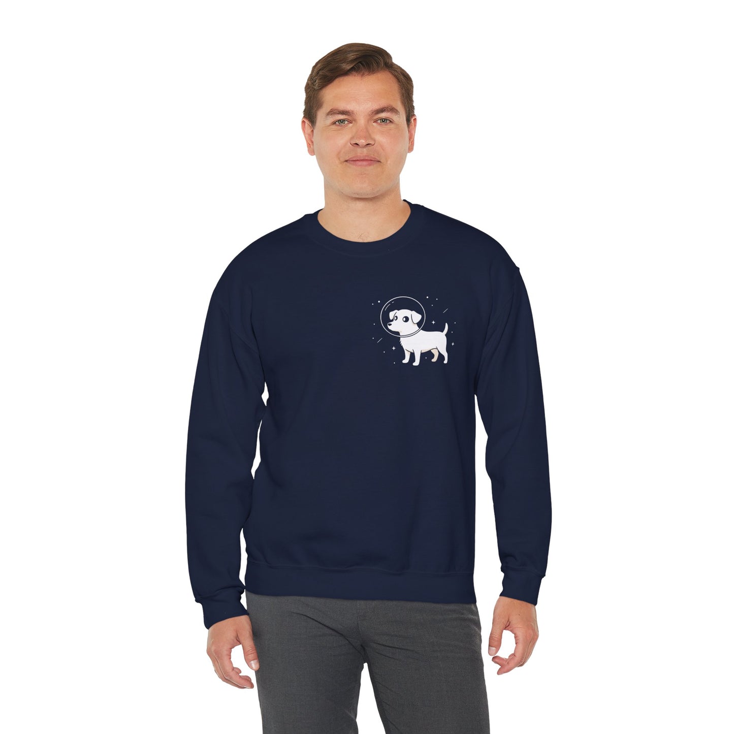 Dog in Space Crewneck Sweatshirt – Space Puppy Graphic Pullover - 14678