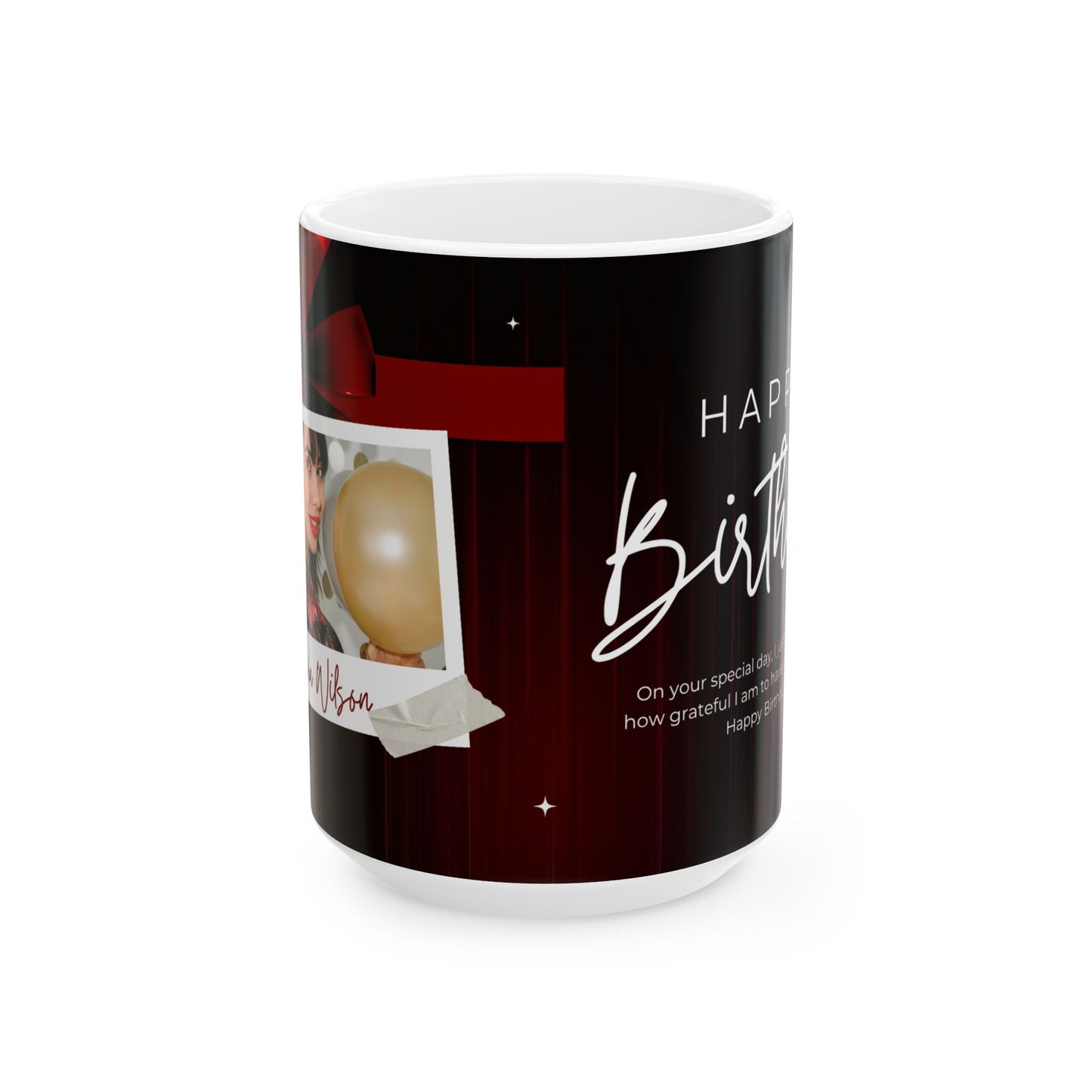 Happy Birthday Ceramic Mug with Custom Photo Frame, Personalized Gift Cup, Birthday Celebration Drinkware - 13994