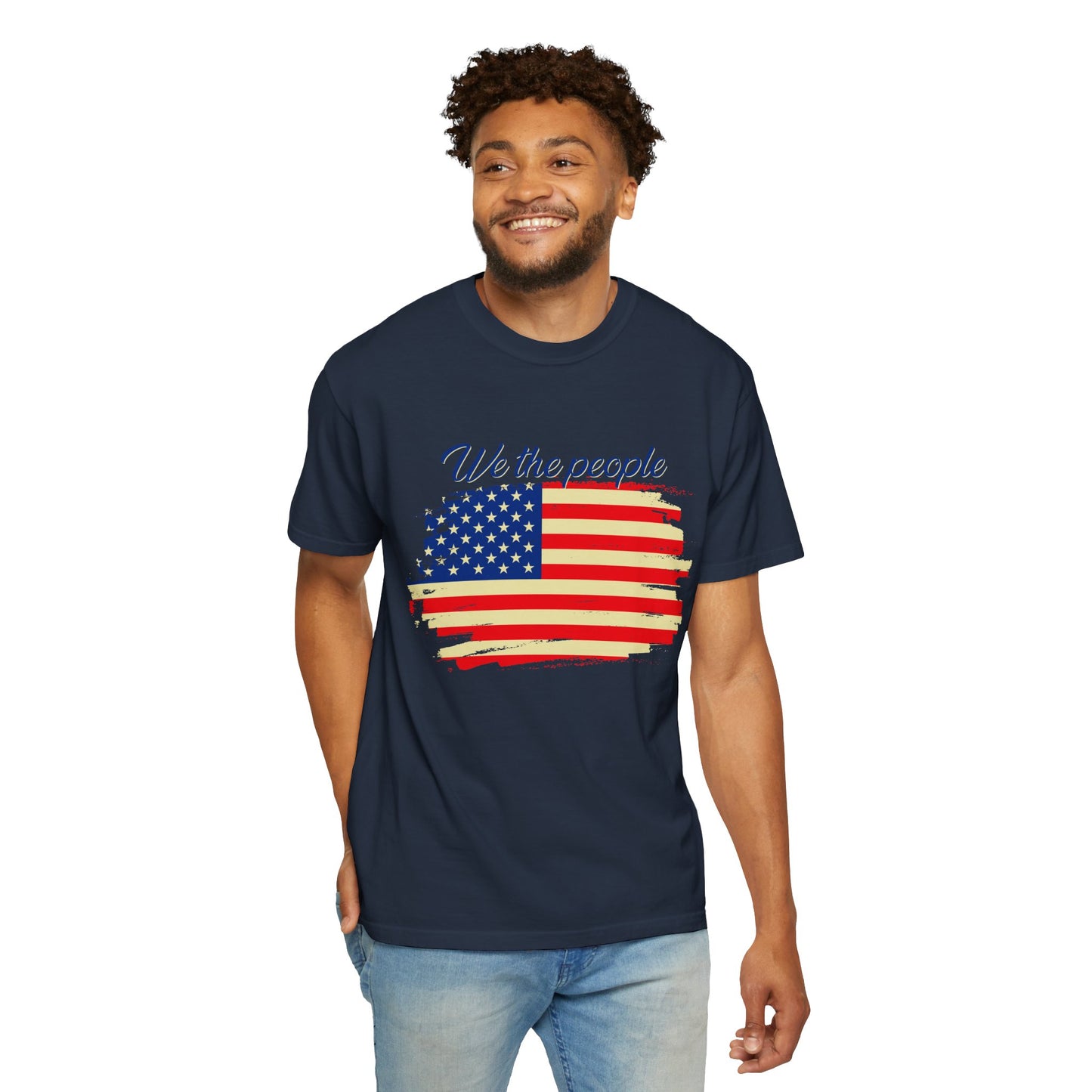 Patriotic Garment-Dyed T-Shirt - We the People, Independence Day Gift, Casual Wear, Constitution Day, Freedom Apparel - 13691
