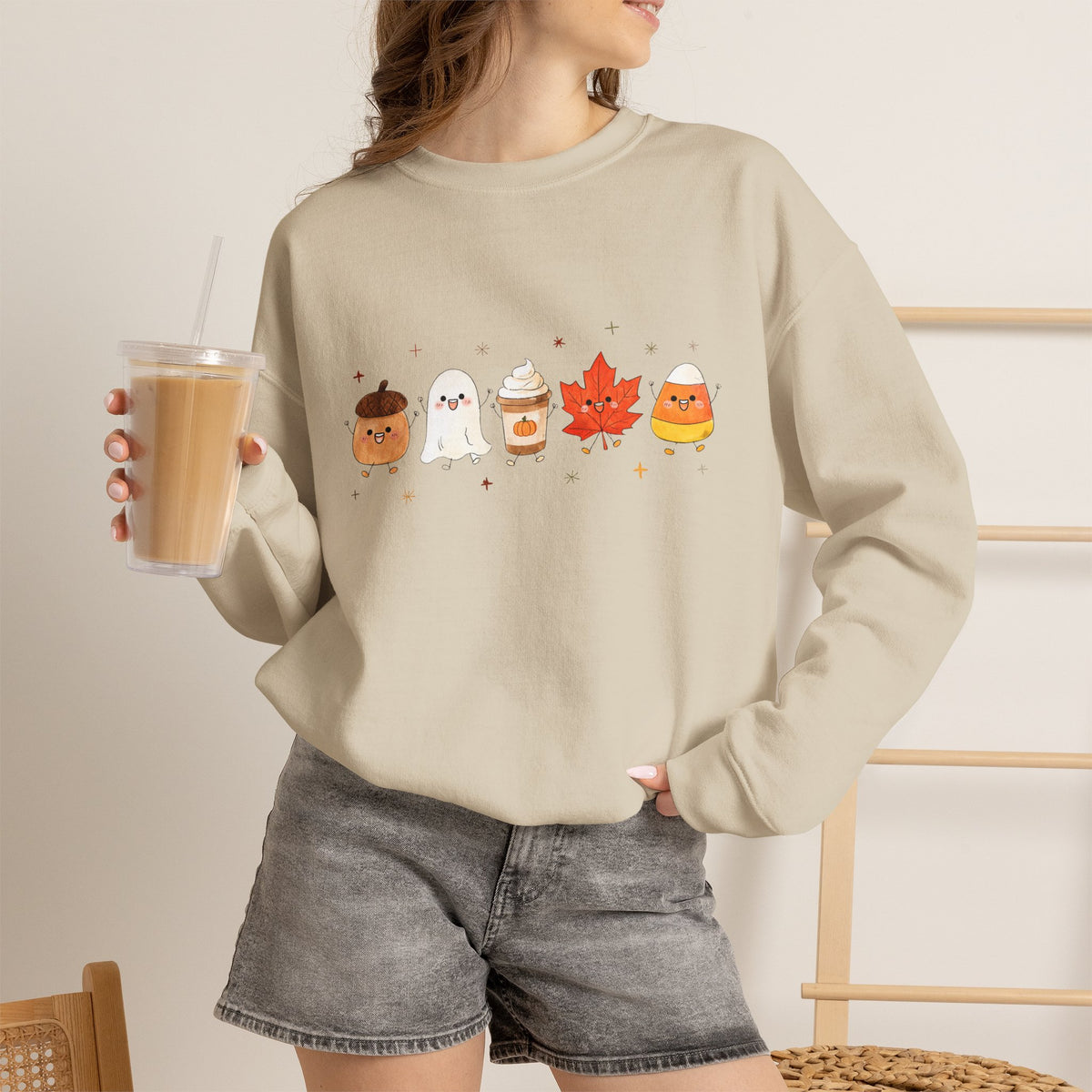 Cute Fall Harvest Sweatshirt, Ghost, Pumpkin Spice & Autumn Crewneck - 14534