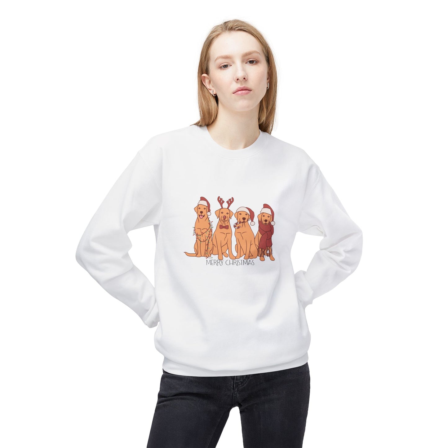 Dogs, Merry Christmas - Unisex Midweight Softstyle Fleece Crewneck Sweatshirt - 10268