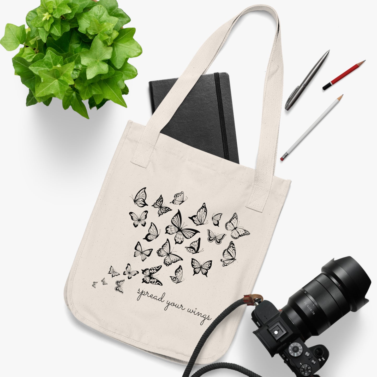 Organic Canvas Tote Bag | Butterfly  Lovers