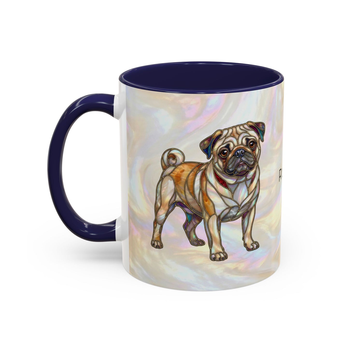 Personalized Pug Accent Coffee Mug –  Stained Glass Design (11/15oz) - 14547