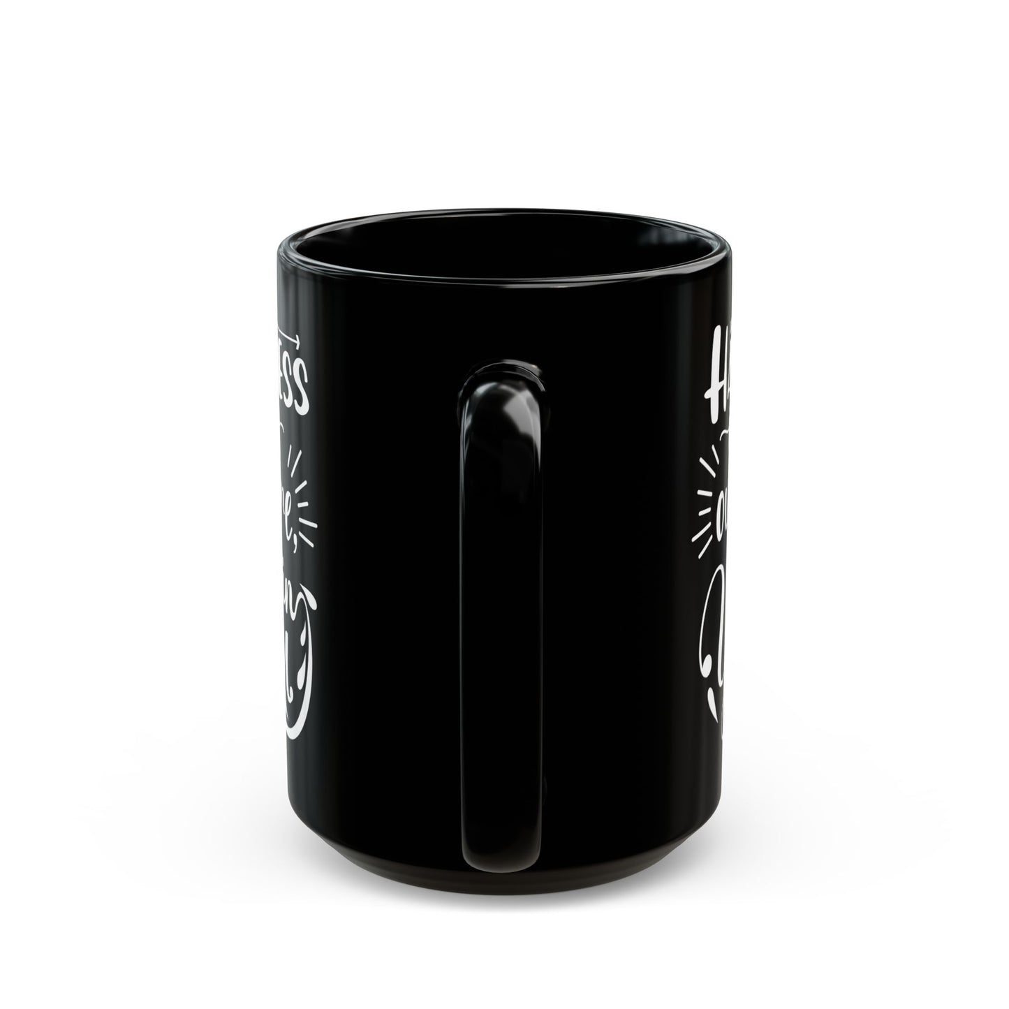 Inspirational Black Mug - Happiness Is Inside You, Funny Coffee Cup, Motivational Gift, Unique Kitchenware, Self-Care Reminder - 14074
