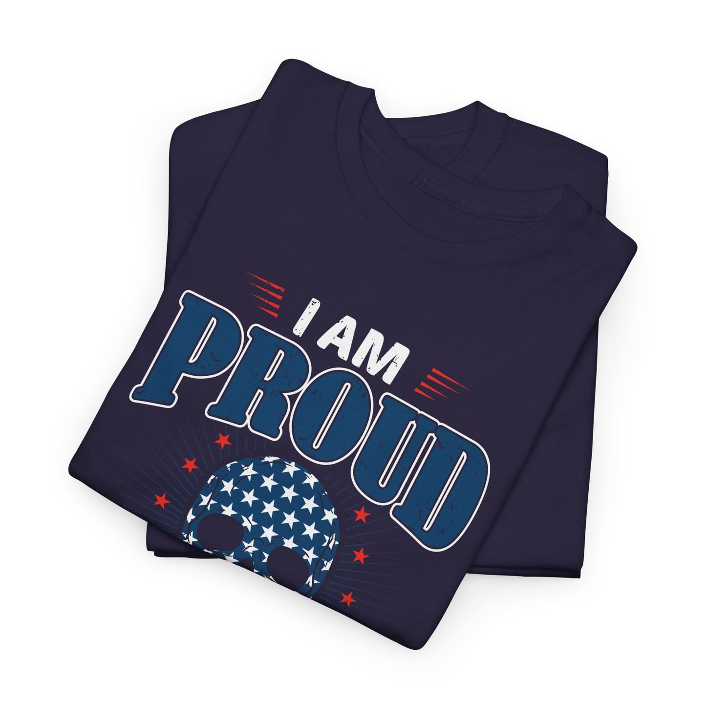 "I'm a Proud American" Unisex Heavy Cotton Tee, Patriotic Shirt, Independence Day Apparel, Casual Wear, Gift for Veterans - 13637