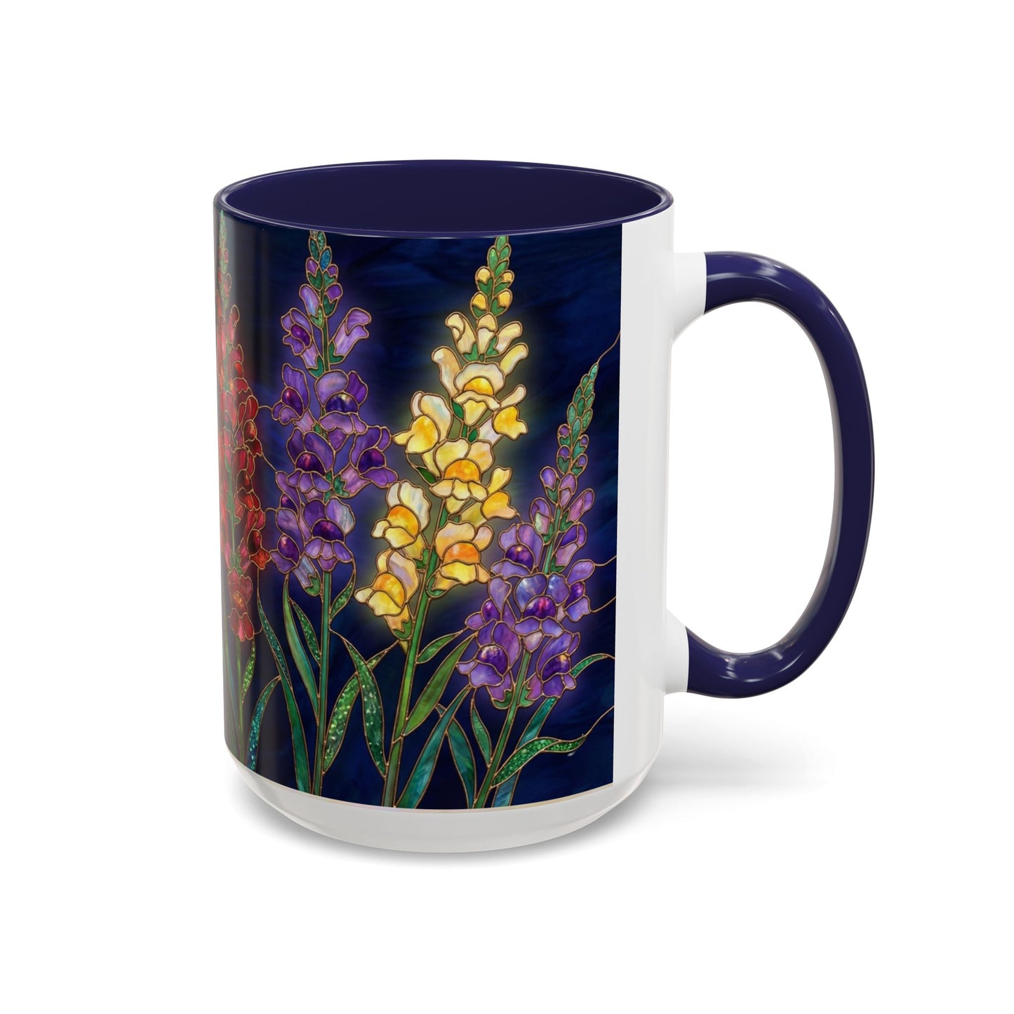 Snapdragon Floral Accent Coffee Mug — Stained Glass Design (11/15oz) - 14586