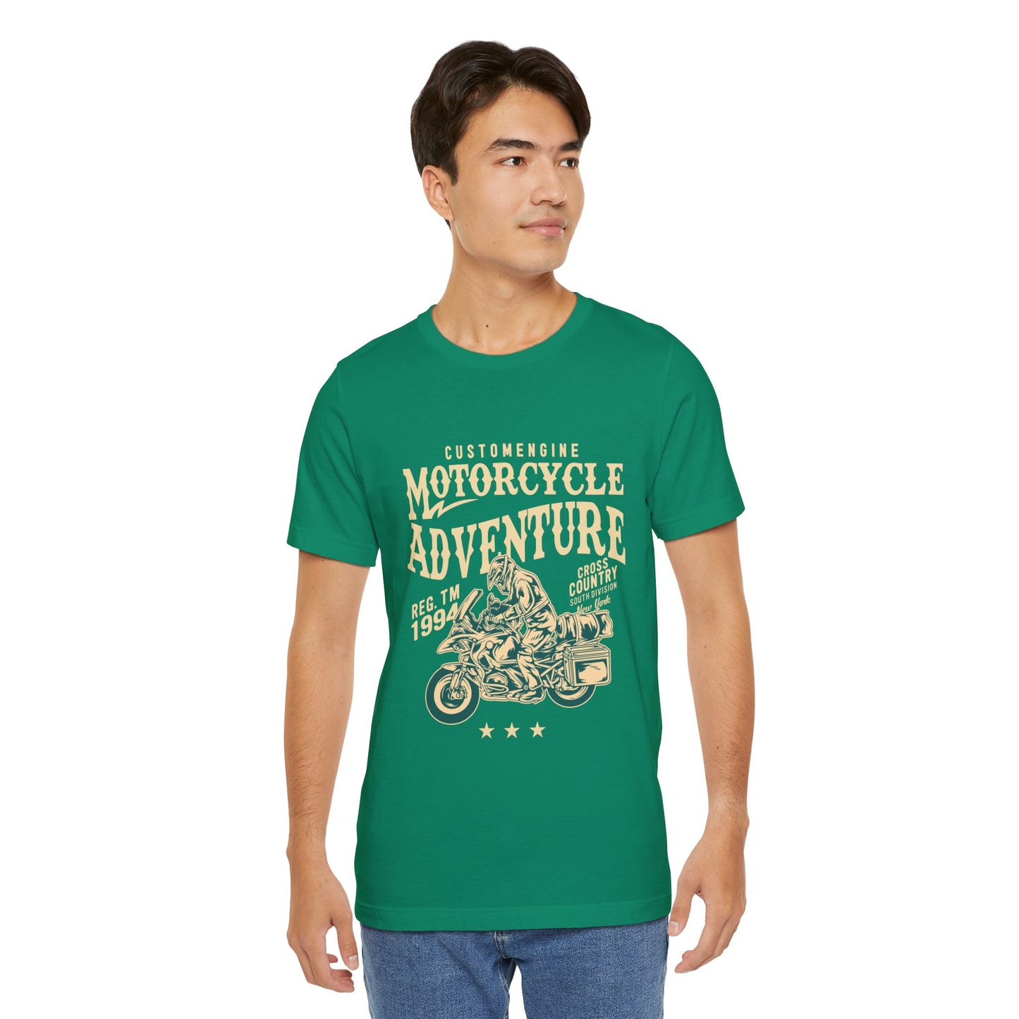 Custom Engine, Motorcycle Adventure - Unisex Jersey Short Sleeve Tee