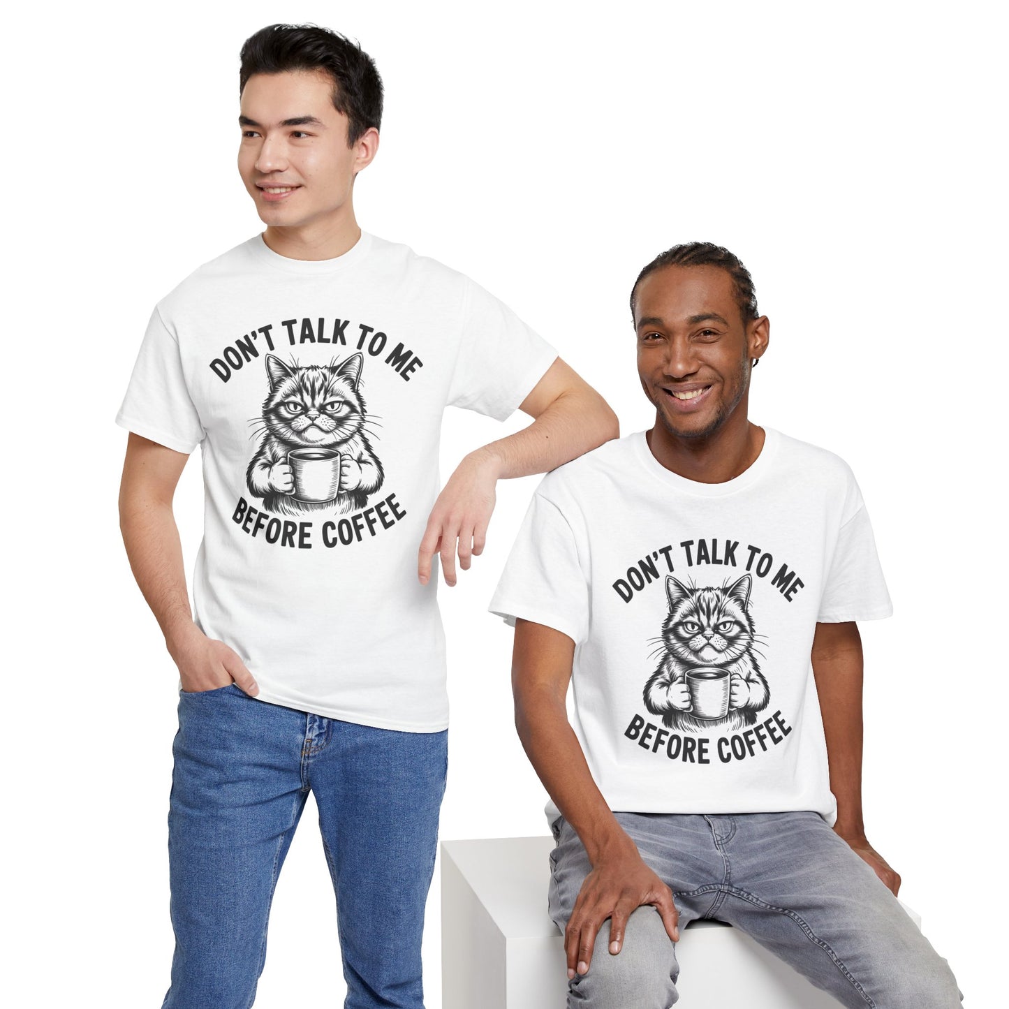 Funny Cat Coffee T-Shirt – “Don’t Talk To Me Before Coffee” Graphic Tee | Cute Grumpy Cat Shirt Gift - 14842