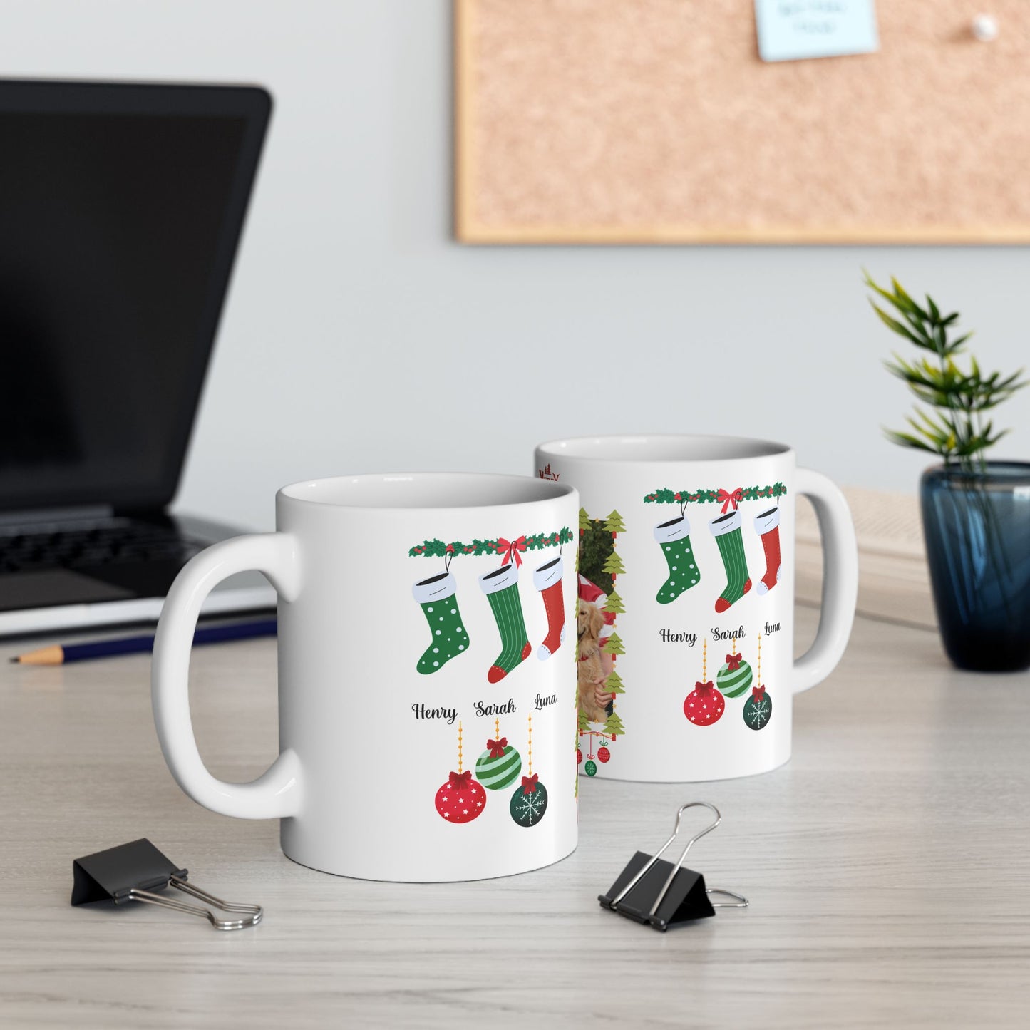 Christmas, Family Photo, Customizable - Ceramic Mug, (11oz, 15oz)