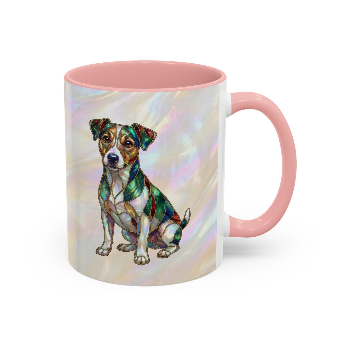 Jack Russell Accent Coffee Mug — Stained Glass Design (11/15oz) - 14635