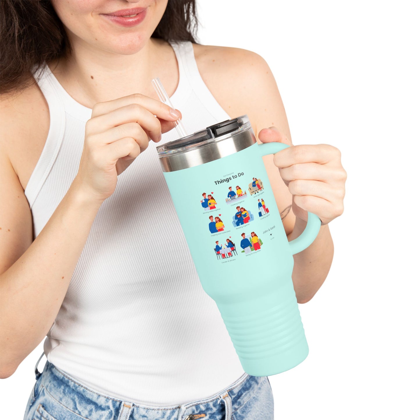 Our Favourite Things to Do Together – Personalised Valentine’s 40oz Insulated Travel Tumbler - 14716