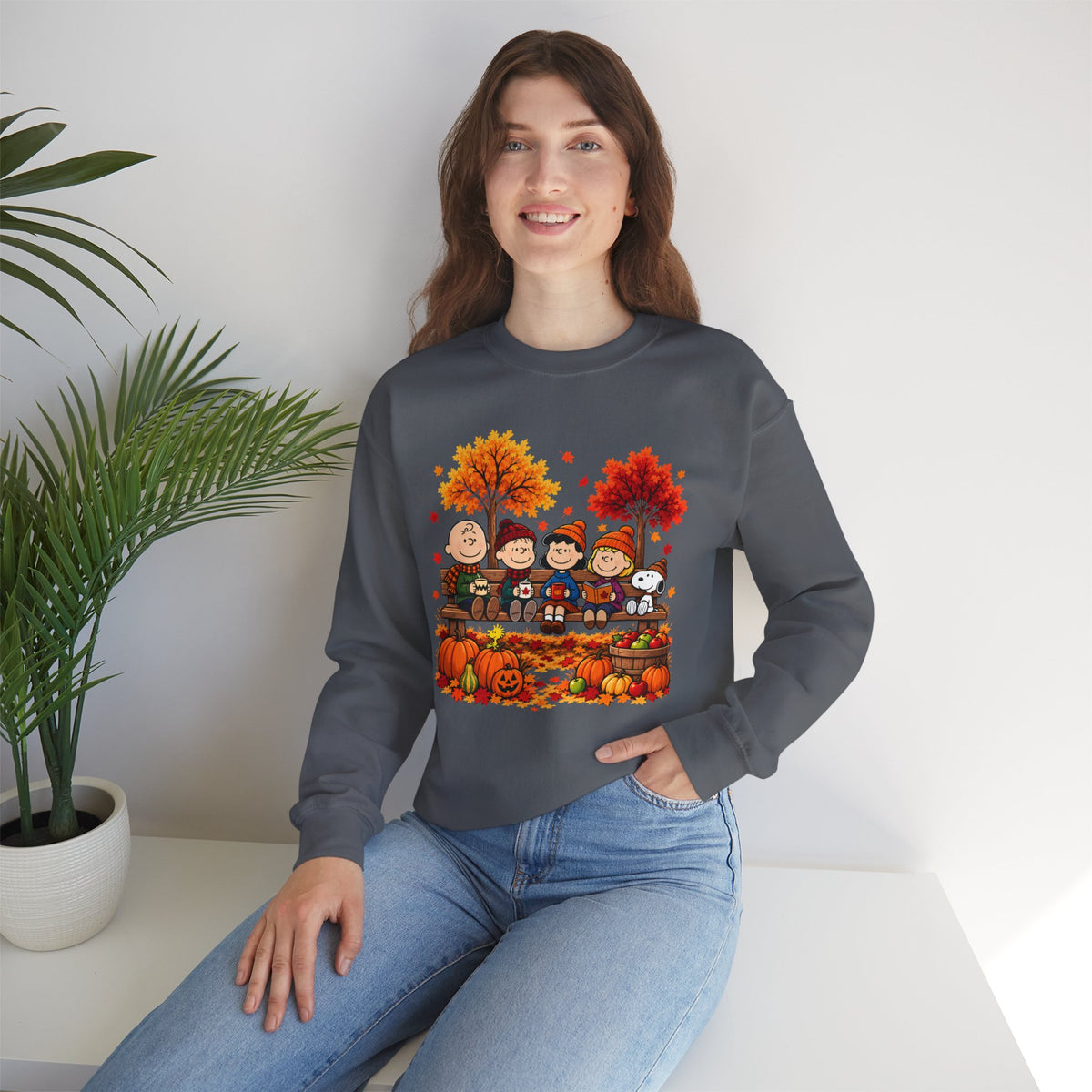 Fall Friends Crewneck Sweatshirt, Cute Autumn Pumpkin Patch Design - 14999