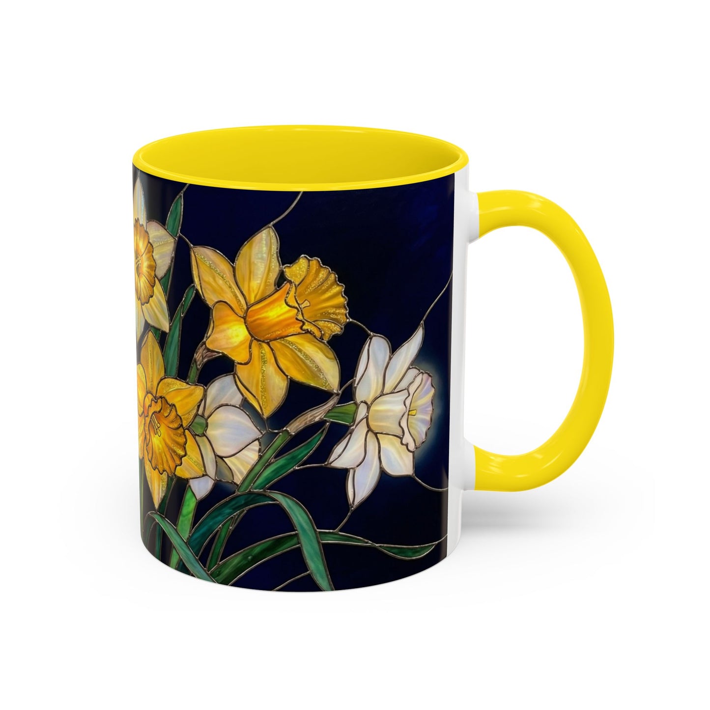 Daffodil Garden Accent Coffee Mug — Stained Glass Design (11/15oz) - 14542