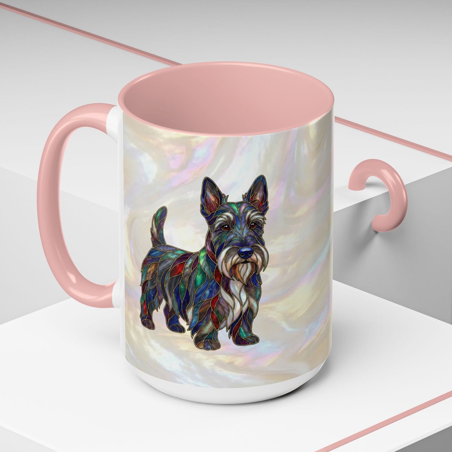 Scottish Terrier Accent Coffee Mug – Stained Glass Design 11/15oz - 14644