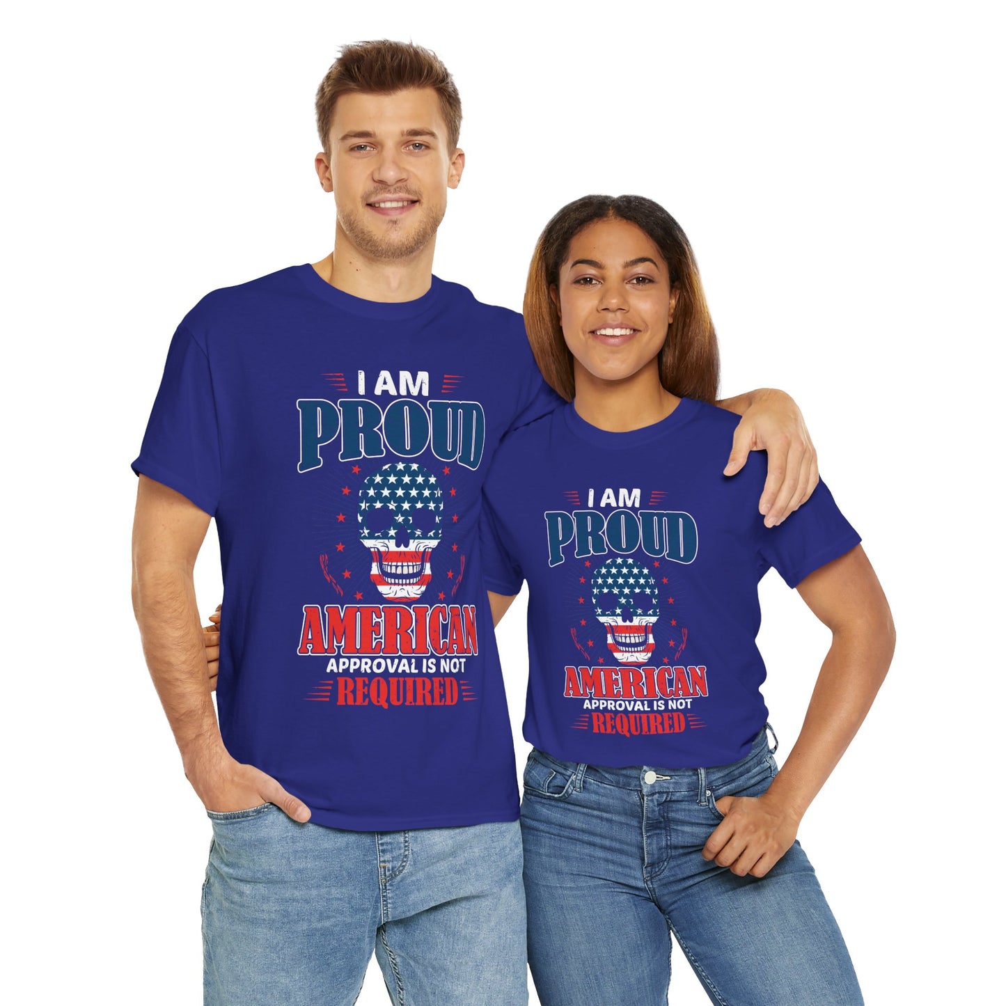 "I'm a Proud American" Unisex Heavy Cotton Tee, Patriotic Shirt, Independence Day Apparel, Casual Wear, Gift for Veterans - 13637