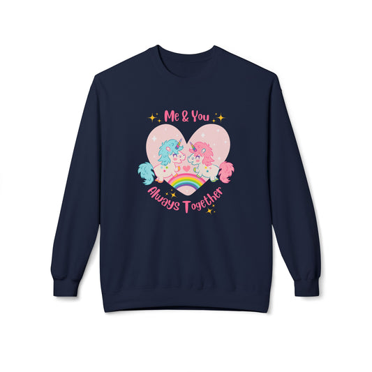Unicorns, You & Me, Always Together - Unisex Midweight Softstyle Fleece Crewneck Sweatshirt - 11353