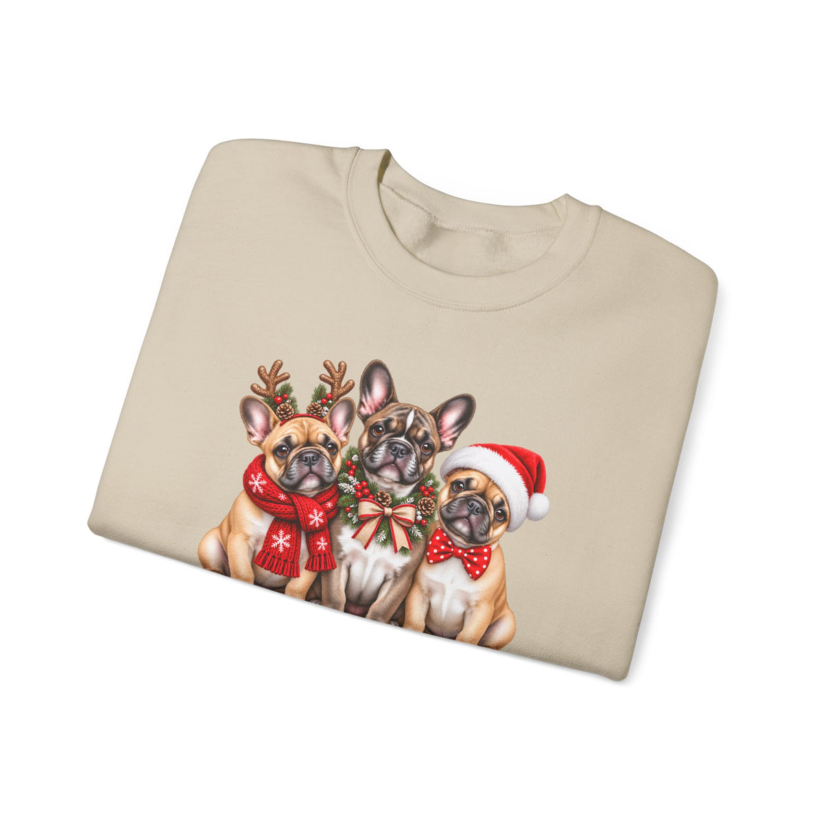 Christmas French Bulldog Sweatshirt, Cute Festive Frenchie Crewneck - 14556