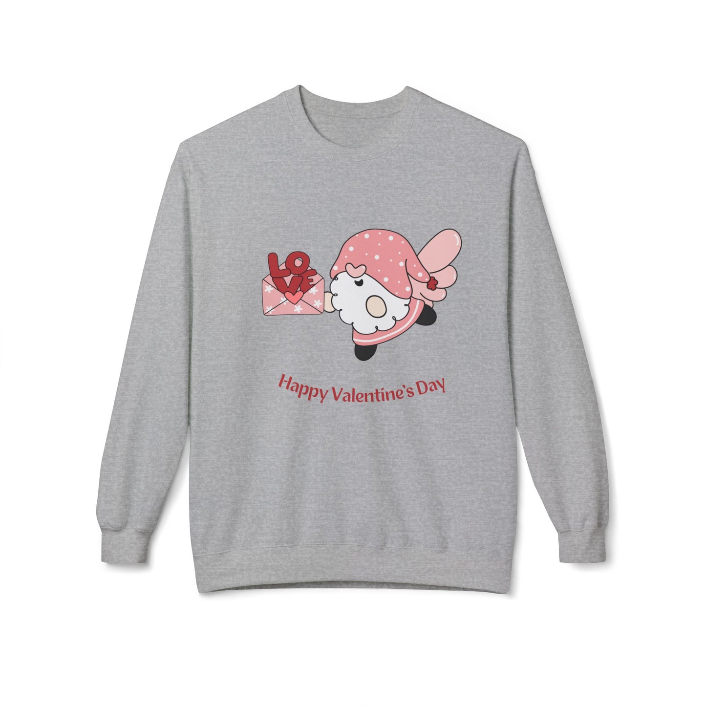 Gnome, Happy Valentine's Day - Unisex Midweight Softstyle Fleece Crewneck Sweatshirt - 11349