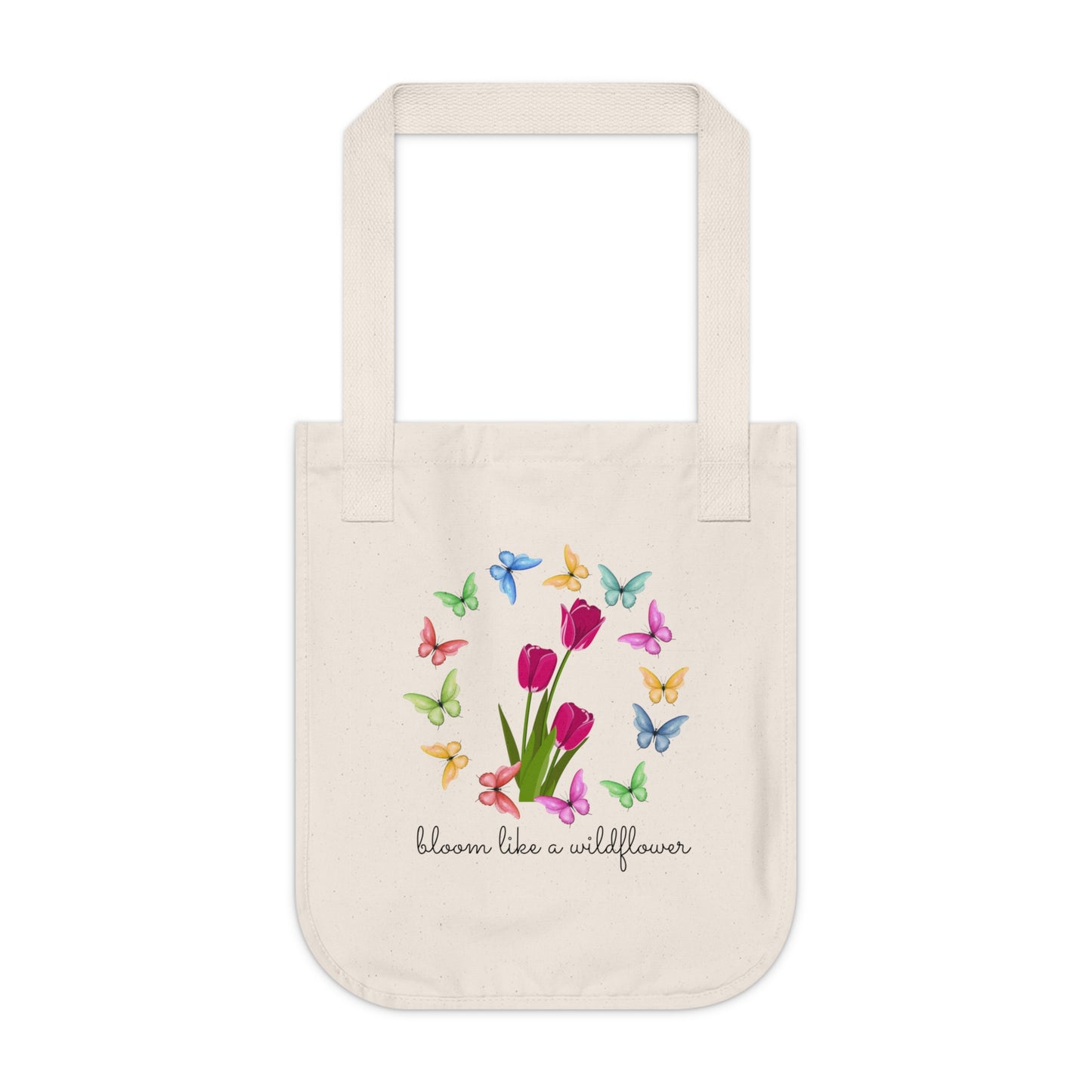 Butterfly & Flowers - Organic Canvas Tote Bag - 10161