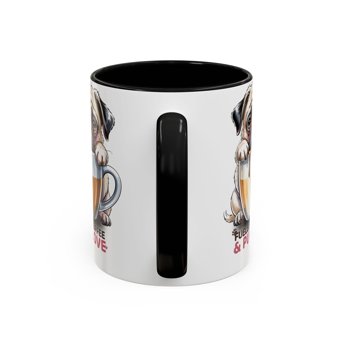 Pug Coffee Mug – Fueled by Coffee & Pug Love | Cute Dog Mom Gift, Accent Ceramic Mug - 14815