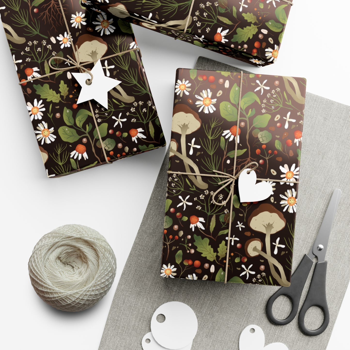 Dark Brown, Mushroom Pattern - Gift Wrap Papers - 10365