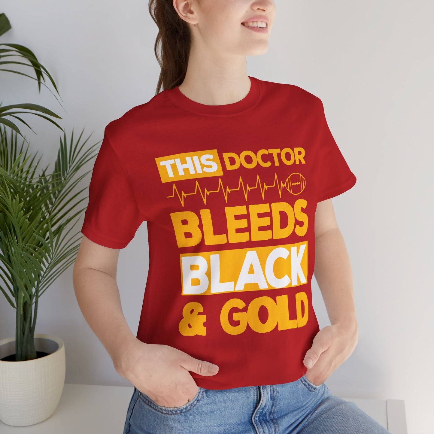 This Doctor Bleeds Black & Gold - Unisex Jersey Short Sleeve Tee - 13793