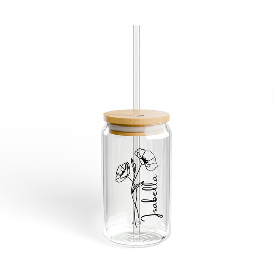 Flower, Isabella, Name Customizable Sipper Glass, 16oz - 10696