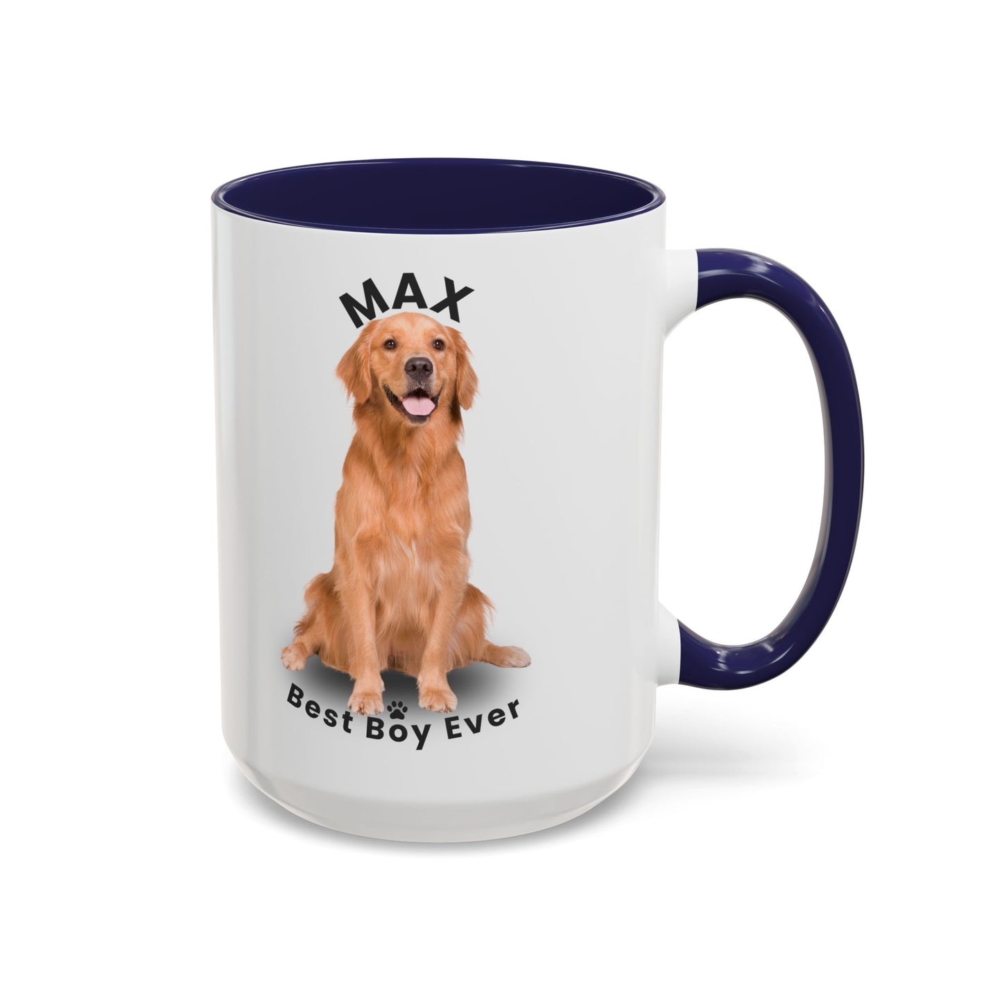 Personalized Golden Retriever Mug – Custom Dog Name “Best Boy Ever” Accent Coffee Mug | Pet Lover Gift - 14825