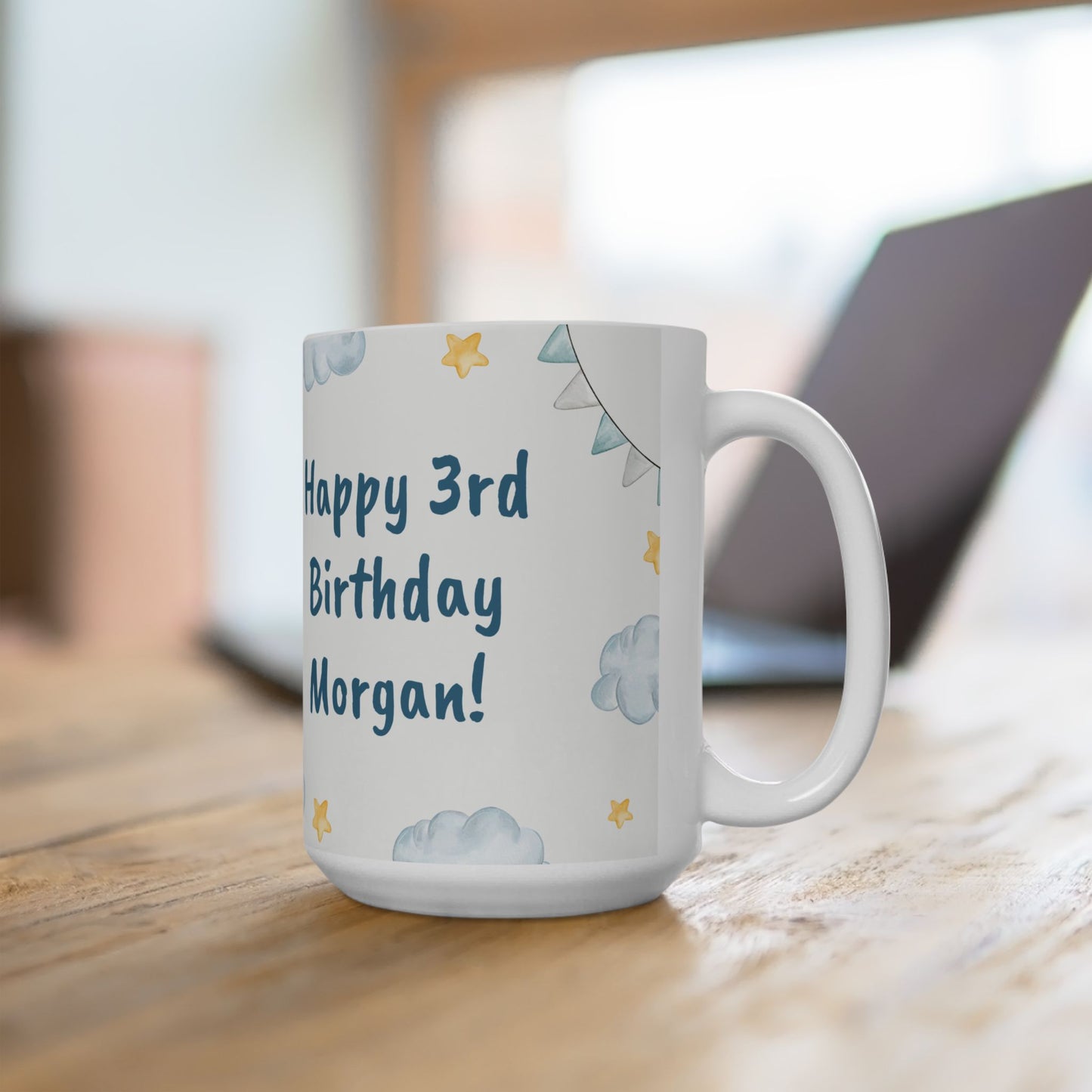 Happy Birthday Elephant Ceramic Mug | Custom Gift For Kids, Cute Animal Mug, Kids Birthday - 13954