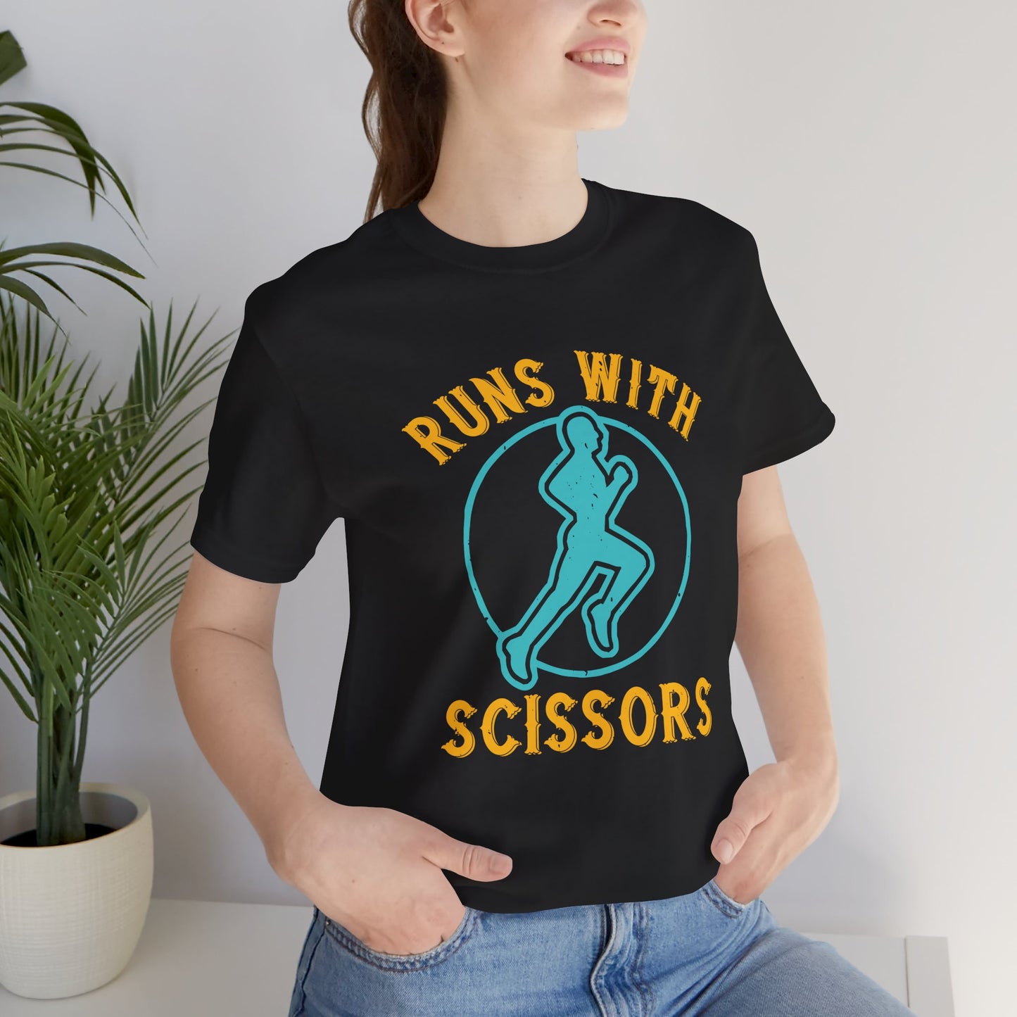 Run With Scissors - Unisex Jersey Short Sleeve Tee