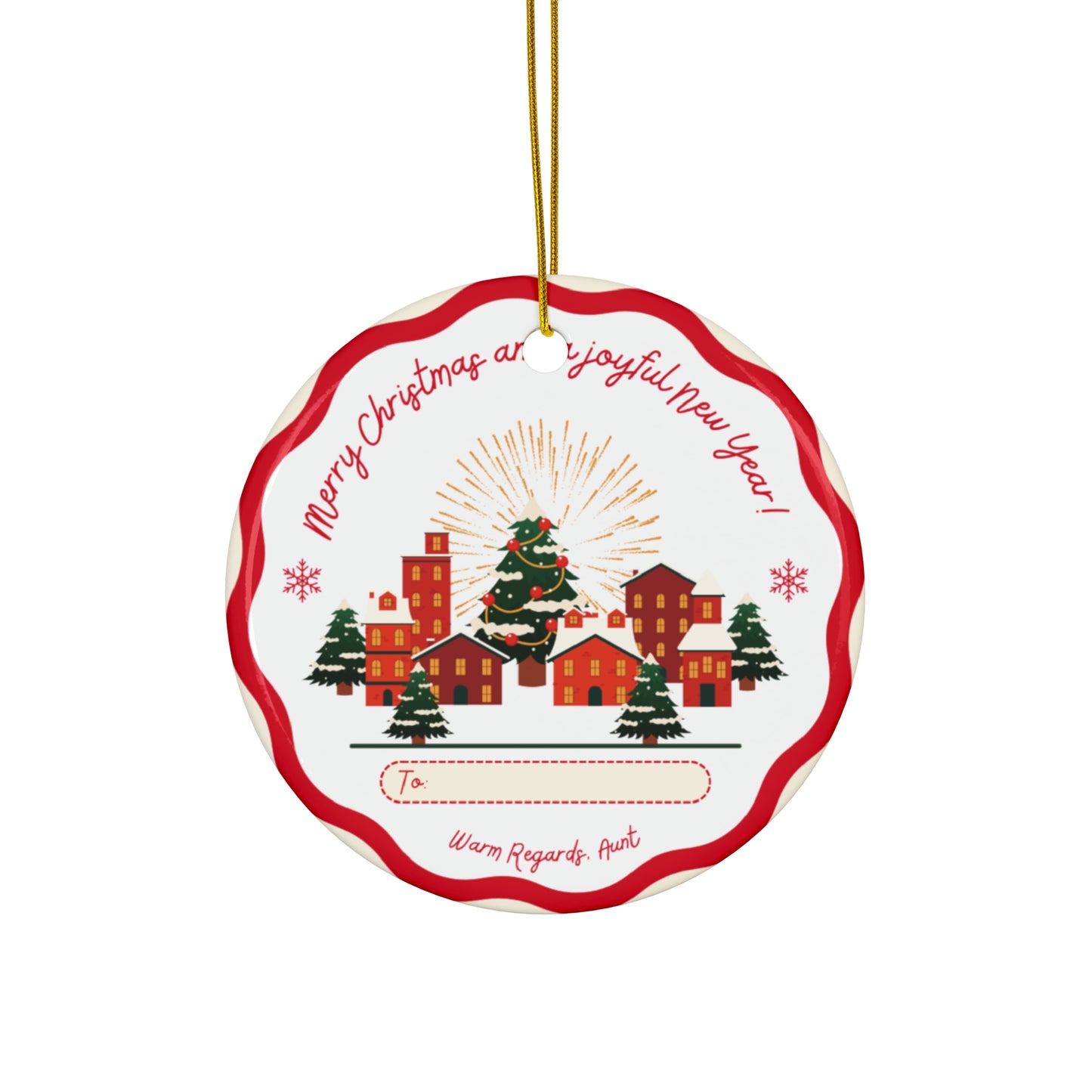 Merry Christmas & Joyful New Year - Ceramic Ornament, 2 Shapes