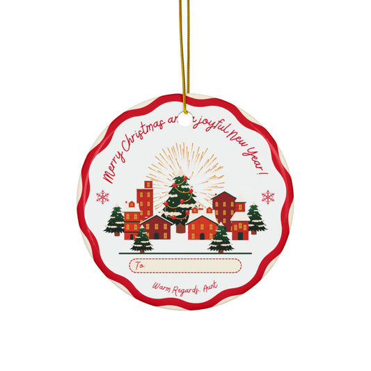 Merry Christmas & Joyful New Year - Ceramic Ornament, 2 Shapes